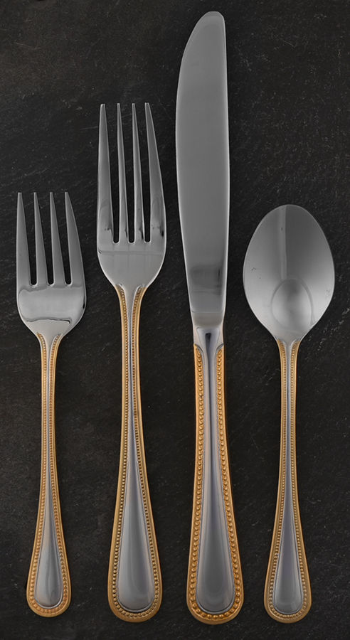 Gold Royal Bead (Stainless) 4 Piece Place Setting by Wallace Silver-1
