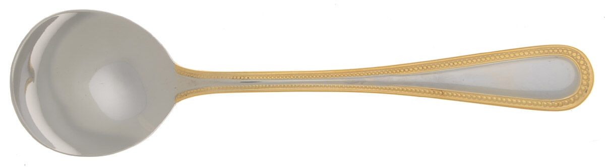 Gold Royal Bead (Stainless) Round Bowl Soup Spoon (Cream Soup) HC by Wallace Silver-1