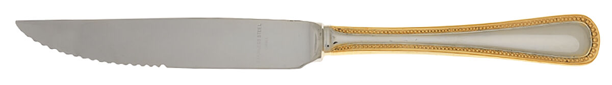 Gold Royal Bead (Stainless) Steak Knife Individual Hollow, Serrate HC by Wallace Silver-1
