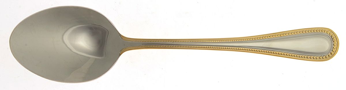 Gold Royal Bead (Stainless) Oval Place Soup Spoon by Wallace Silver-1