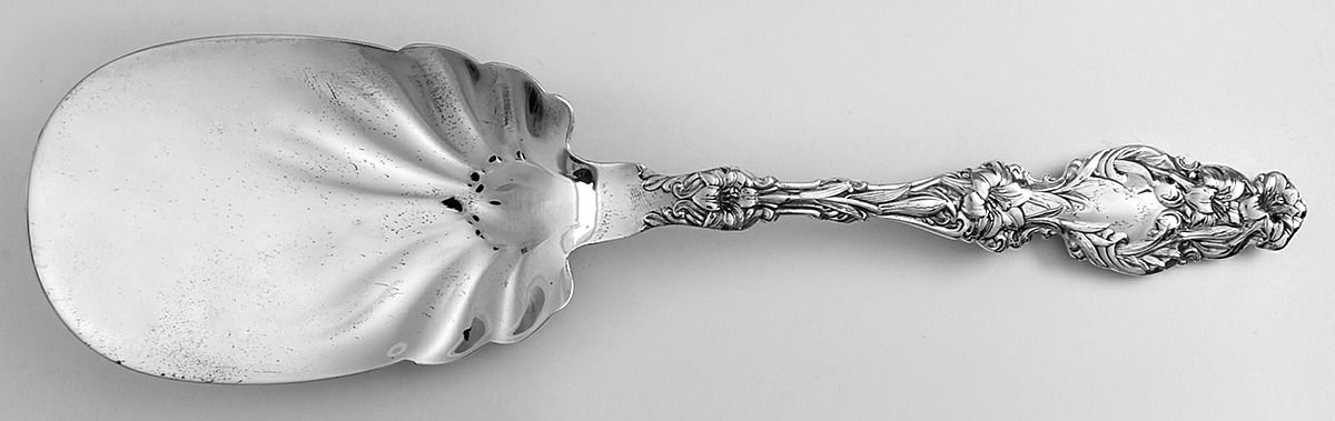 Lily (Sterling, Newer, Lion-No Pat. Date) Solid Fried Oyster Server by Whiting Manf Co-1