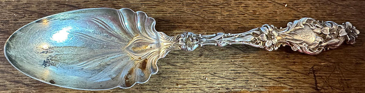 Lily (Sterling, Newer, Lion-No Pat. Date) Solid Salad Serving Spoon by Whiting Manf Co-1