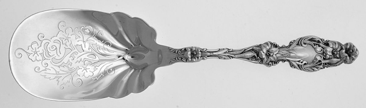 Lily (Sterling, Newer, Lion-No Pat. Date) Pierced Fried Oyster Server by Whiting Manf Co-1