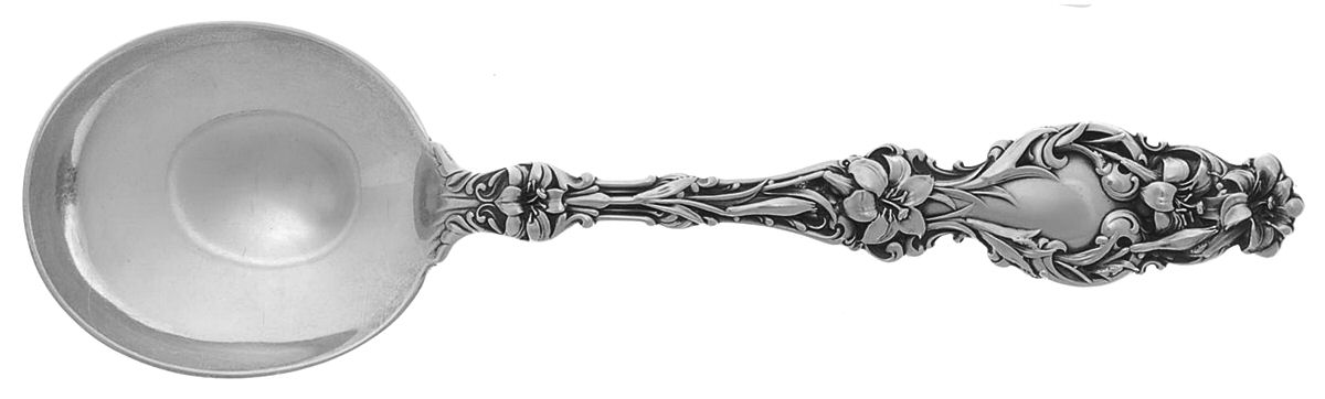 Lily (Sterling, Newer, Lion-No Pat. Date) Round Bowl Soup Spoon (Gumbo) by Whiting Manf Co-1