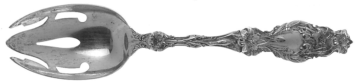 Lily (Sterling, Newer, Lion-No Pat. Date) Pierced Tablespoon (Serving Spoon) by Whiting Manf Co-1