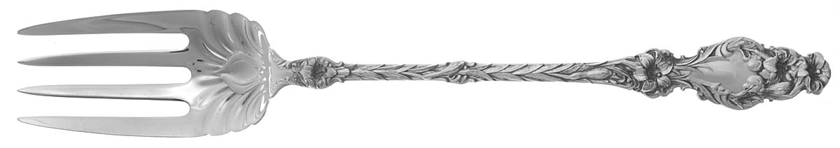 Lily (Sterling, Newer, Lion-No Pat. Date) Oversize Solid Salad Servng Fork by Whiting Manf Co-1