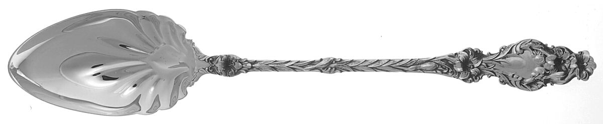 Lily (Sterling, Newer, Lion-No Pat. Date) Oversize Solid Salad Serving Spoon by Whiting Manf Co-1