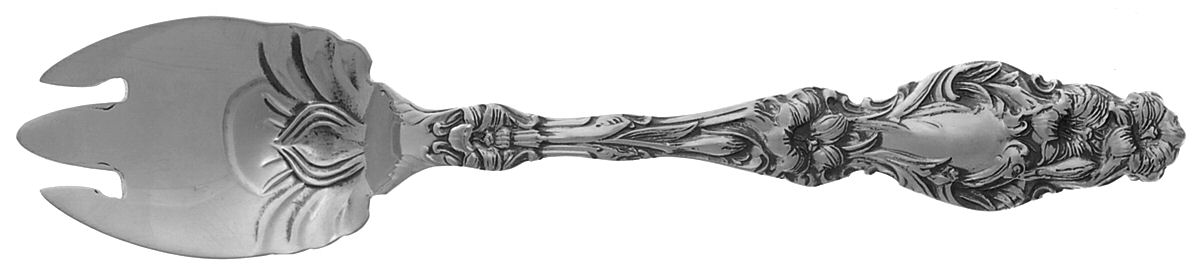 Lily (Sterling, Newer, Lion-No Pat. Date) Ice Cream Fork by Whiting Manf Co-1