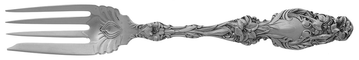 Lily (Sterling, Newer, Lion-No Pat. Date) Large Individual Solid Fish/Salad Fork by Whiting Manf Co-1