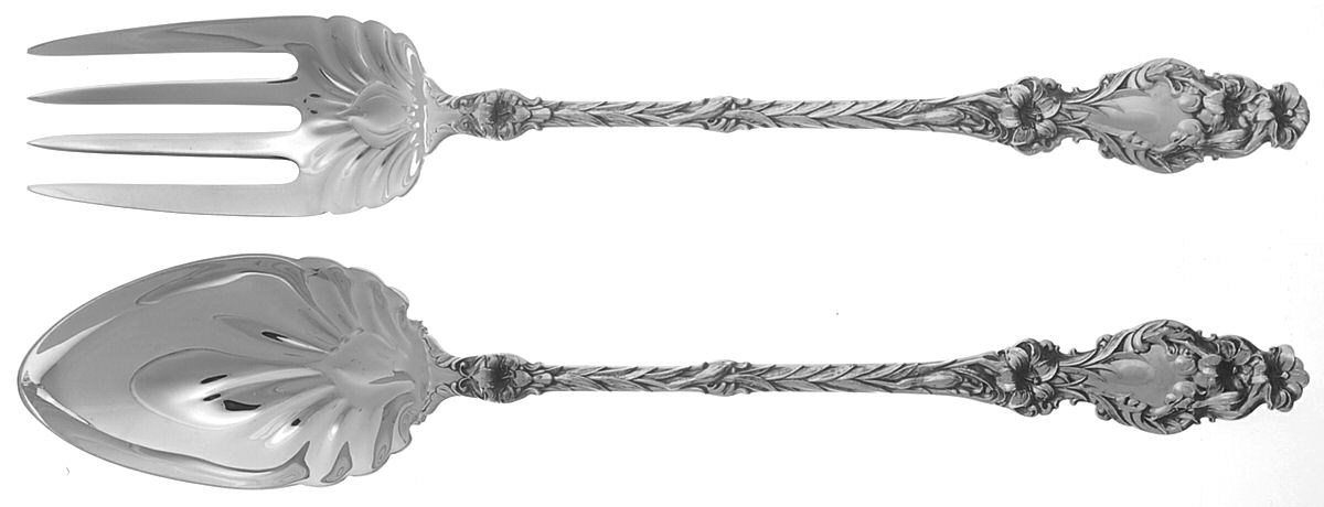 Lily (Sterling, Newer, Lion-No Pat. Date) Solid Oversized Serving Salad Set by Whiting Manf Co-1