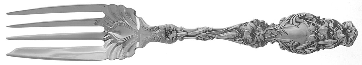Lily (Sterling, Newer, Lion-No Pat. Date) Small Solid Cold Meat Serving Fork by Whiting Manf Co-1