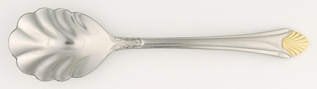 Gold Chadwick (Stainless, Gold Acct) Sugar Shell Spoon by Wallace Silver-1