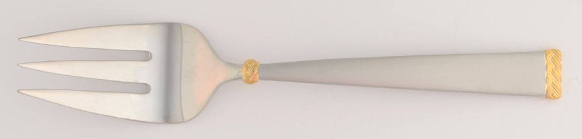 Celtic Braid Gold-Matte (STAINLESS, GOLD ACCENT) Large Solid Cold Meat Serving Fork by Waterford-1