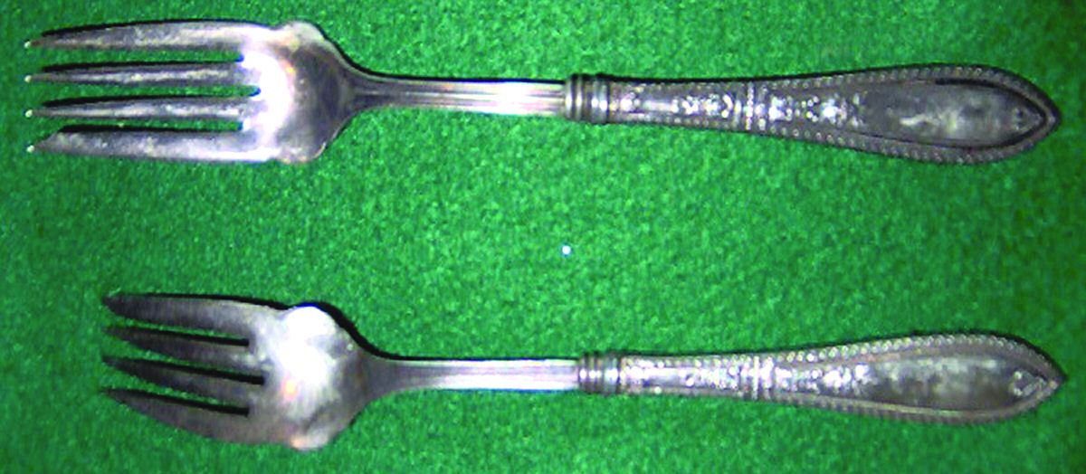 WSC19 (Sterling) Small Cold Meat Serving Fork, Plated Tines by Webster Co-1