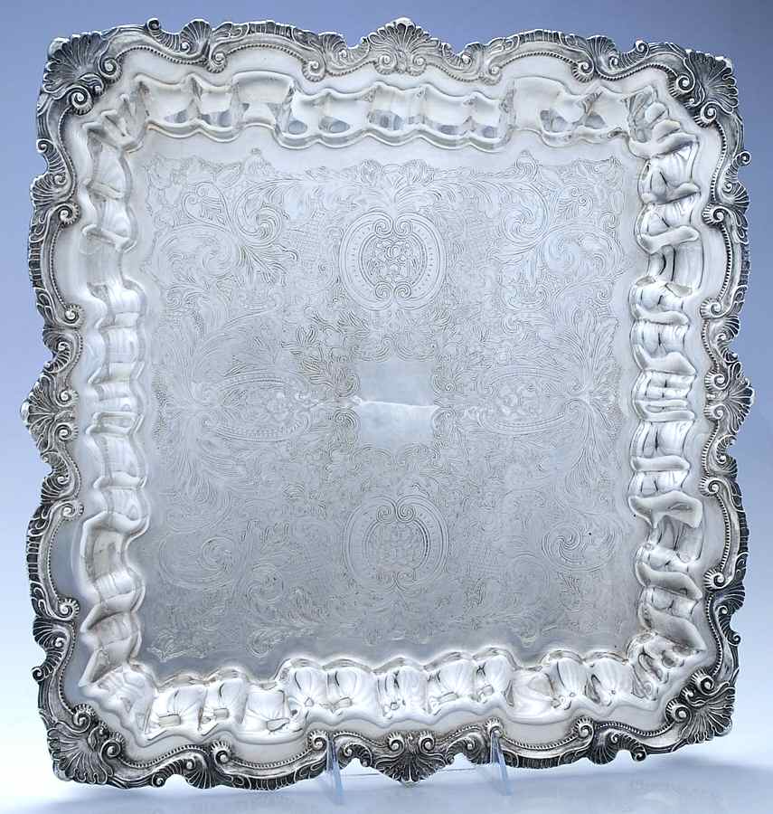Chippendale (Silverplate, Hollowware) 16" Square Tray by Wallace Silver-1