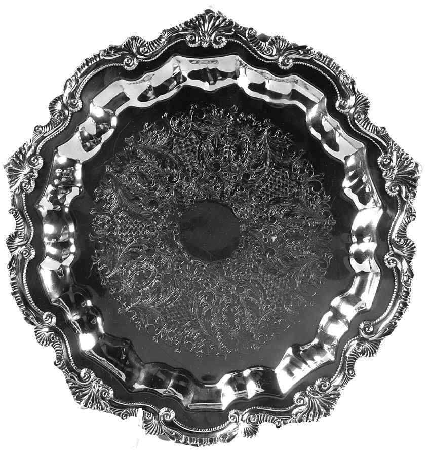 Chippendale (Silverplate, Hollowware) 15" 3-Toed Silverplate Round Tray by Wallace Silver-1