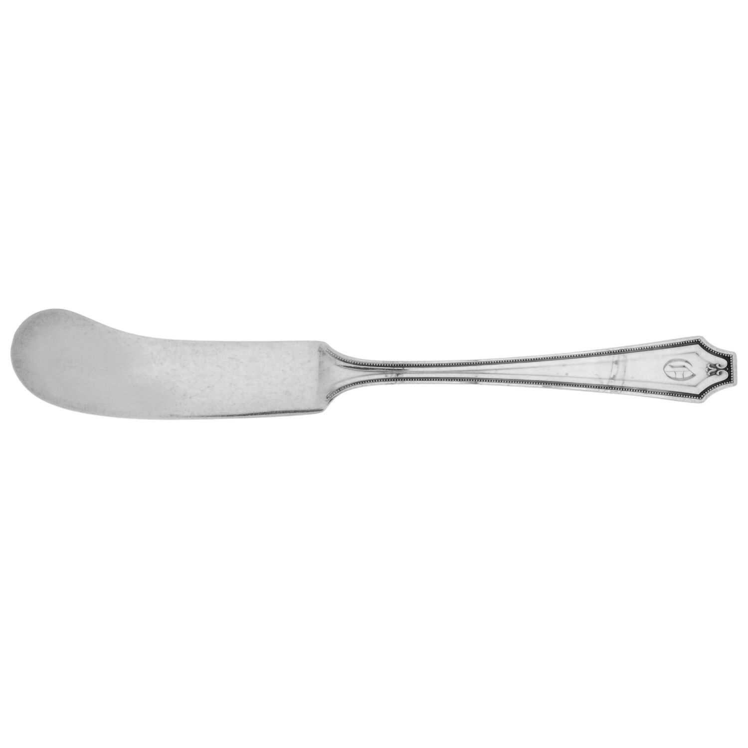 King Albert (Sterling, 1919, Monograms) Flat Handle Butter Spreader by Whiting Manf Co-1