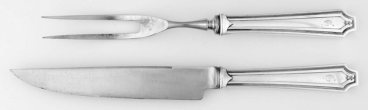 King Albert (Sterling, 1919, Monograms) 2 Pc Individual Bird Carving Set w/Stainless Blade by Whiting Manf Co-1