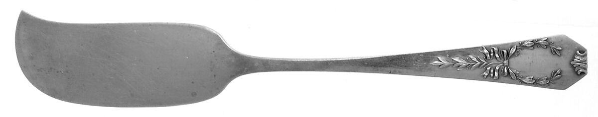 Madam Jumel (Sterling, 1908, Monograms) Large Flat Handle Butter Spreader by Whiting Manf Co-1