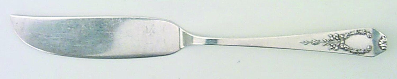 Madam Jumel (Sterling, 1908, Monograms) Large Flat Handle Master Butter Knife by Whiting Manf Co-1