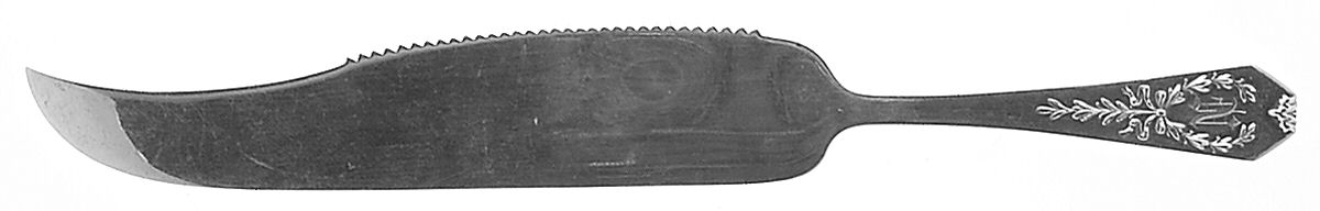 Madam Jumel (Sterling, 1908, Monograms) Large Solid Piece Cake Knife by Whiting Manf Co-1