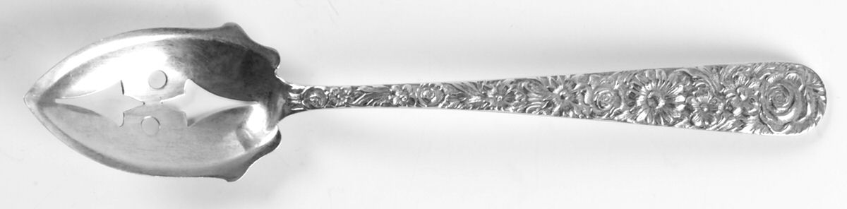 WED15 (Sterling) Pierced Bowl Short Handle Olive Spoon by Weidlich Silver-1