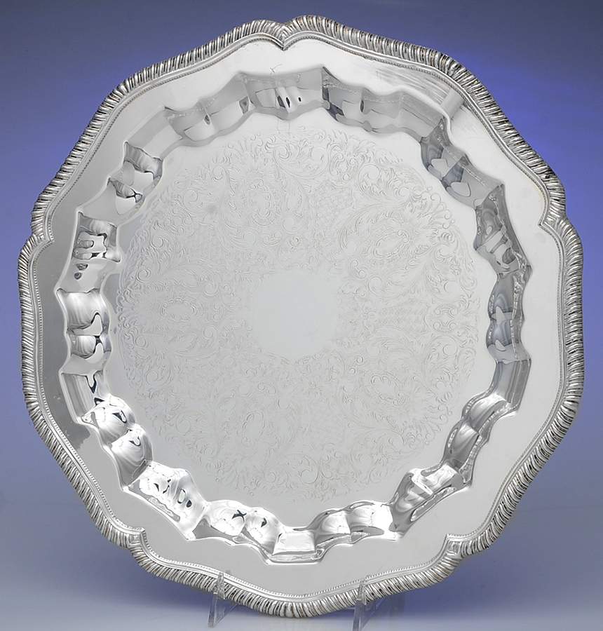 Kings Court (Silverplate, Hollowware) 15" Footed Round Tray by W & S Blackington Co-1