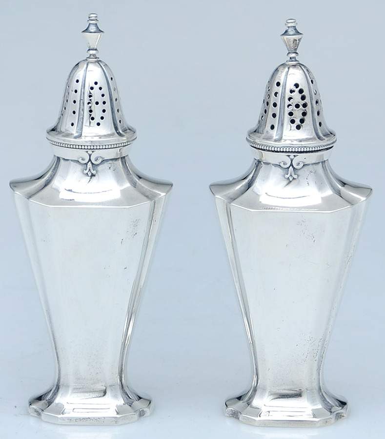 King Albert (Sterling, Hollowware) Salt and Pepper Set by Whiting Manf Co-1