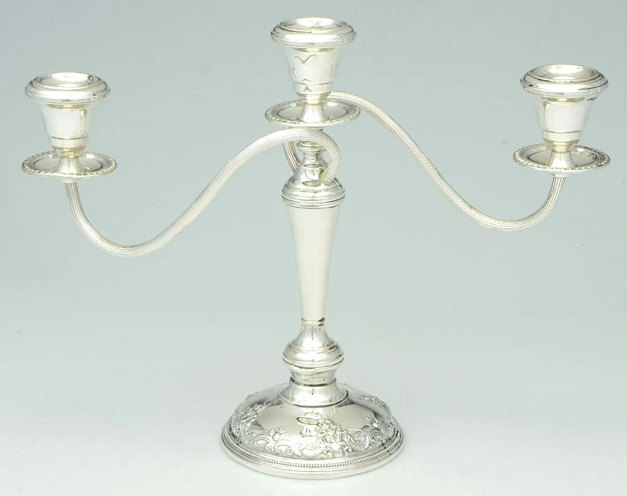 Grande Baroque (Sterling, Hollowware, 1 Hallmark) Weighted 3 Light Candelabra by Wallace Silver-1