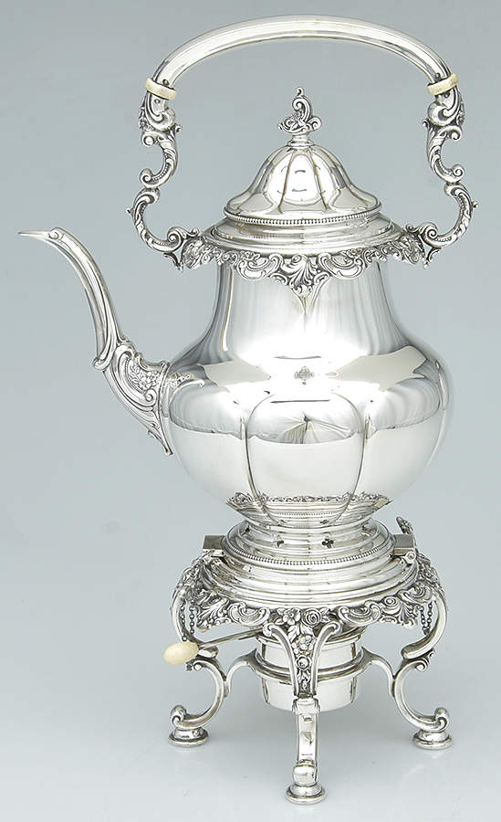 Grande Baroque (Sterling, Hollowware, 1 Hallmark) Kettle, Stand & Burner by Wallace Silver-1