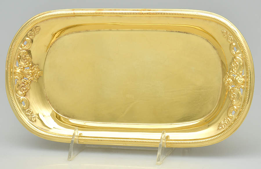 Grande Baroque (Sterling, Hollowware, 1 Hallmark) Gold Vermeil Tray for Creamer & Sugar Open Mini by Wallace Silver-1