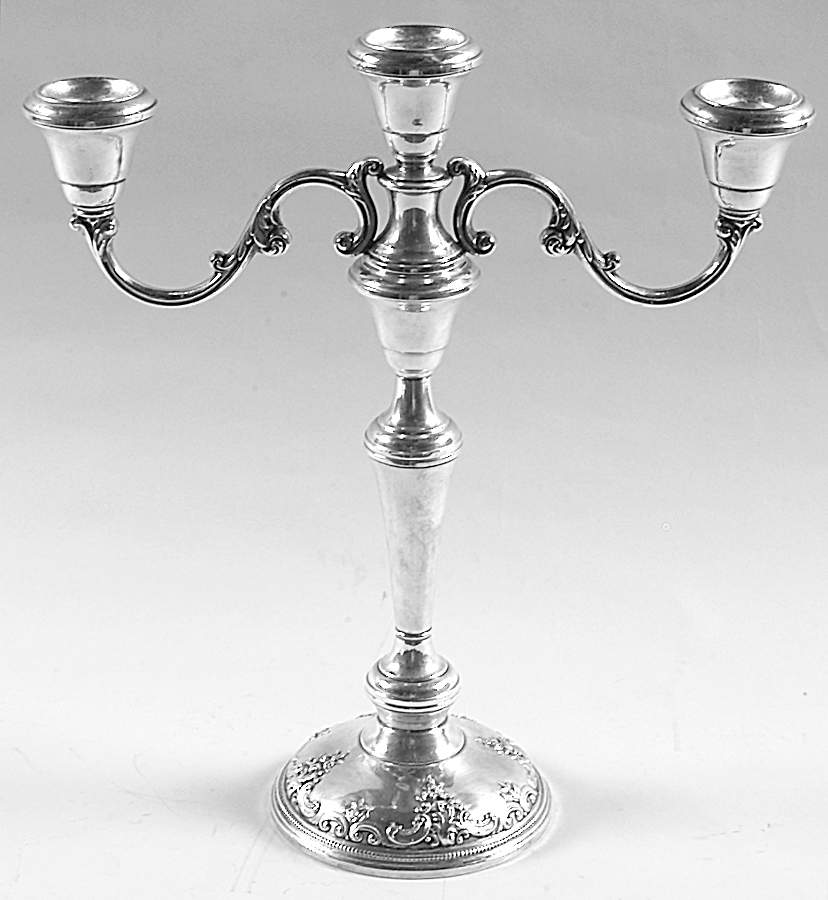 Grande Baroque (Sterling, Hollowware, 1 Hallmark) Weighted 3 Light Candelabra by Wallace Silver-1