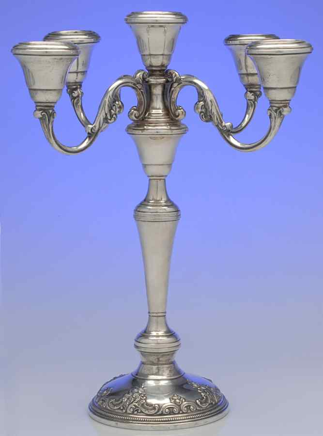 Grande Baroque (Sterling, Hollowware, 1 Hallmark) Weighted 5 Light Candelabra by Wallace Silver-1