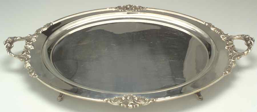 Grande Baroque (Sterling, Hollowware, 1 Hallmark) Large Footed Sterling Waiter Tray by Wallace Silver-1