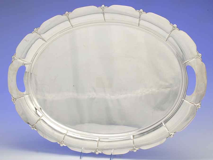 Lotus (Sterling, Hollowware) Large Waiter Tray by Wallace Silver-1