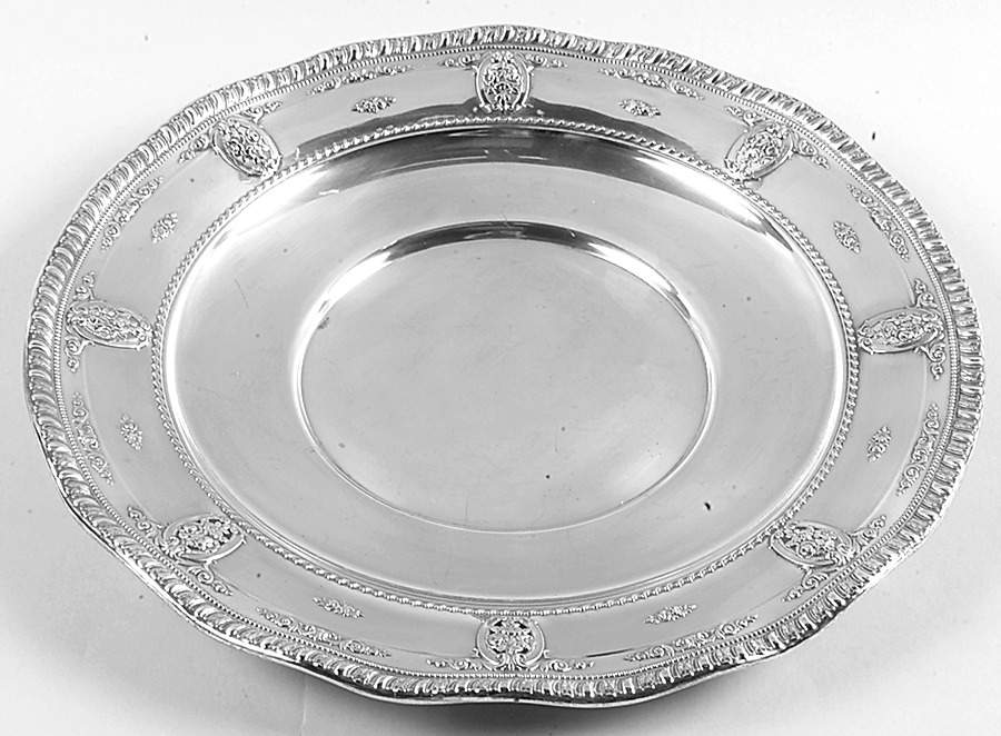 Rose Point (Sterling, Hollowware) 13" Round Ruffled Edge Tray by Wallace Silver-1
