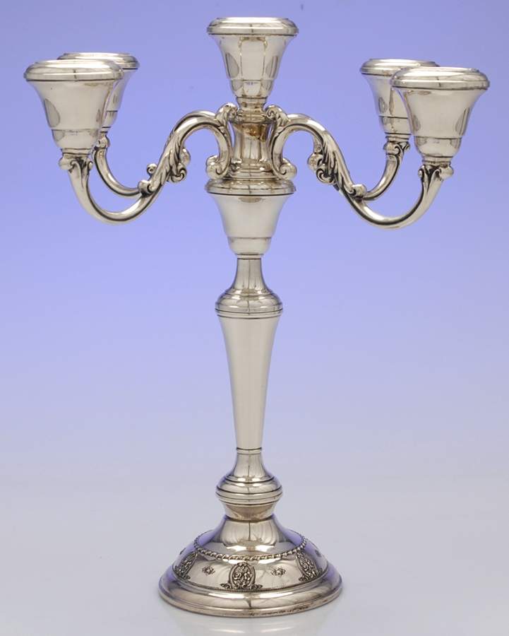 Rose Point (Sterling, Hollowware) Weighted 5 Light Candelabra by Wallace Silver-1