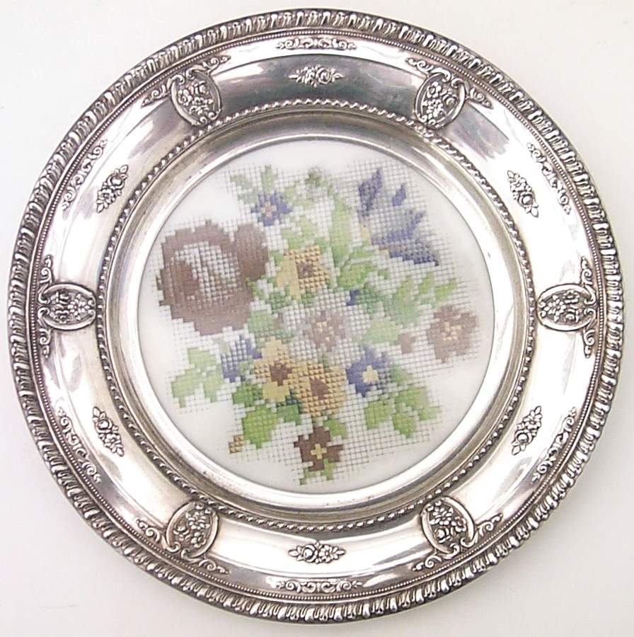 Rose Point (Sterling, Hollowware) Crystal Variety Dish with Sterling Rim by Wallace Silver-1