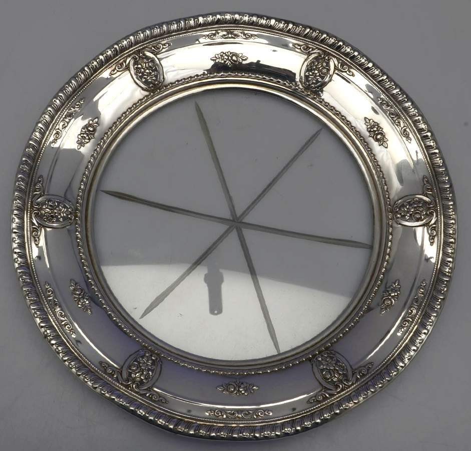 Rose Point (Sterling, Hollowware) Crystal Variety Dish with Sterling Rim by Wallace Silver-1