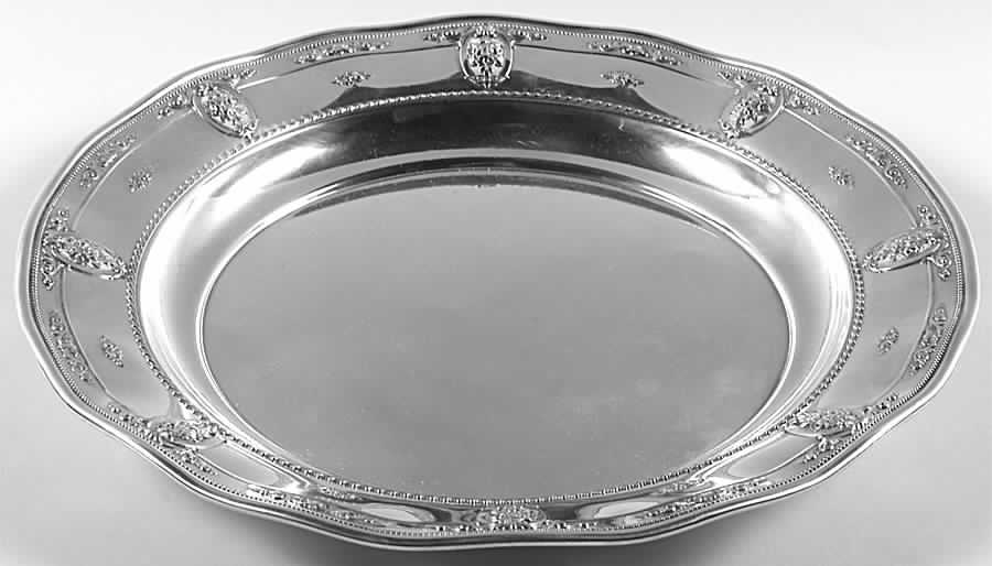Rose Point (Sterling, Hollowware) 13" Round Ruffled Edge Tray by Wallace Silver-1