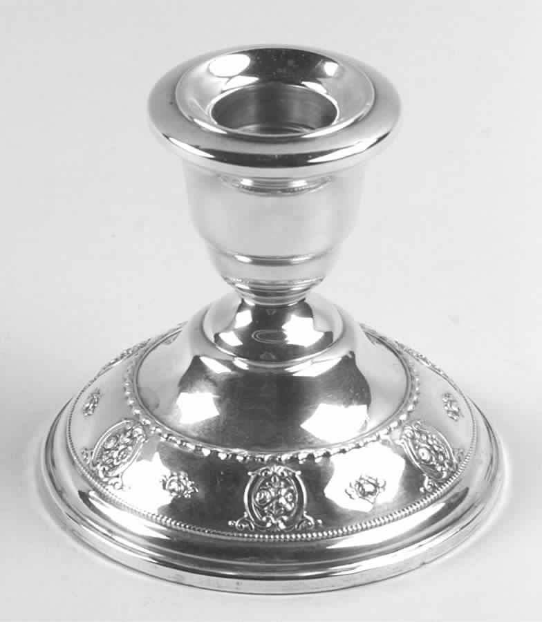 Rose Point (Sterling, Hollowware) Weighted Console Candleholder by Wallace Silver-1