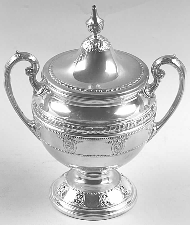 Rose Point (Sterling, Hollowware) Sugar Bowl & Lid by Wallace Silver-1