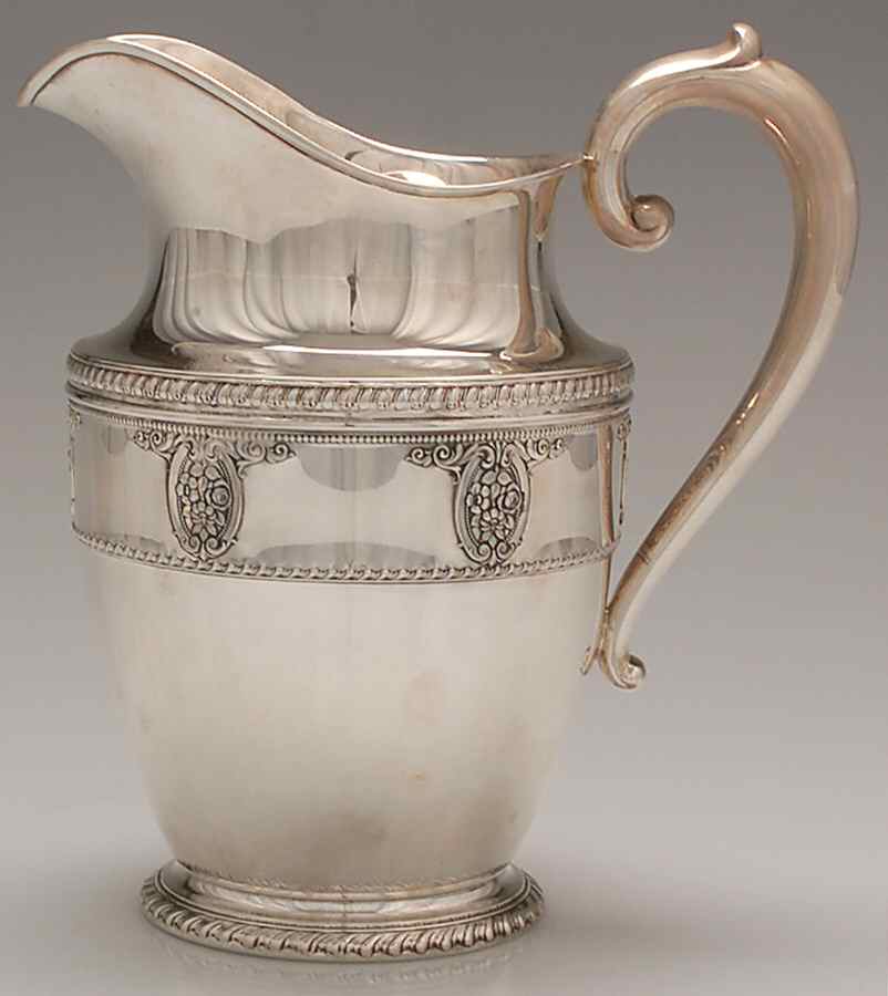 Rose Point (Sterling, Hollowware) 64 Oz Sterling Water Pitcher with Ice Lip by Wallace Silver-1