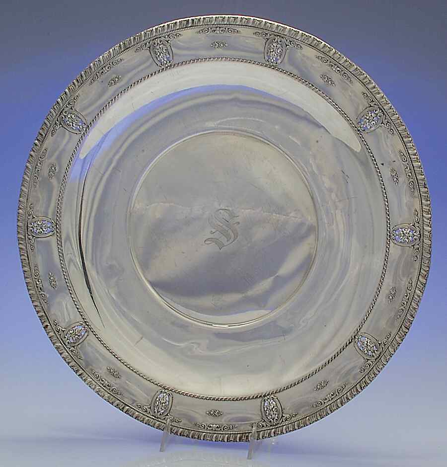 Rose Point (Sterling, Hollowware) Large Round Sterling Tray by Wallace Silver-1