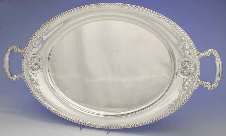 Rose Point (Sterling, Hollowware) Large Waiter Tray by Wallace Silver-1