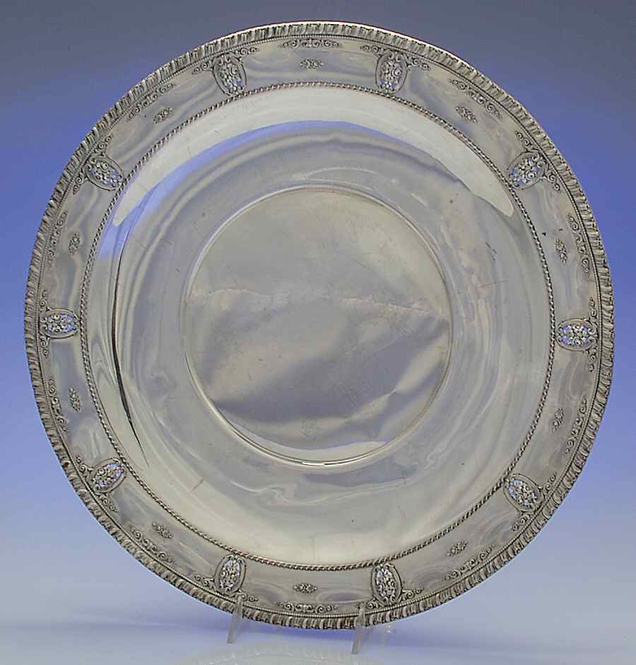Rose Point (Sterling, Hollowware) Large Round Sterling Tray by Wallace Silver-1