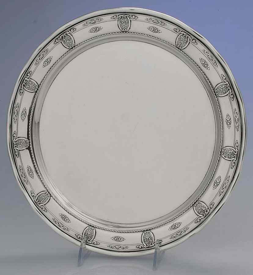 Rose Point (Sterling, Hollowware) 12" Round Ruffled Edge Tray by Wallace Silver-1