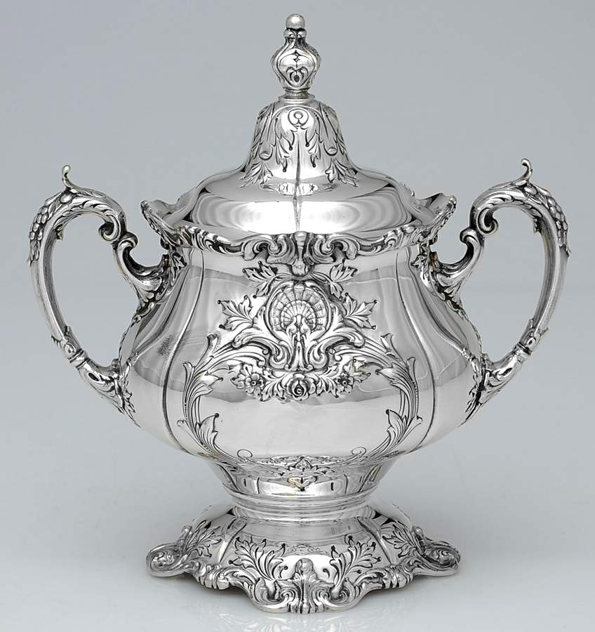 Sir Christopher (Strl, Hlwr, 4800-1, Hand Chased) Sugar Bowl & Lid by Wallace Silver-1