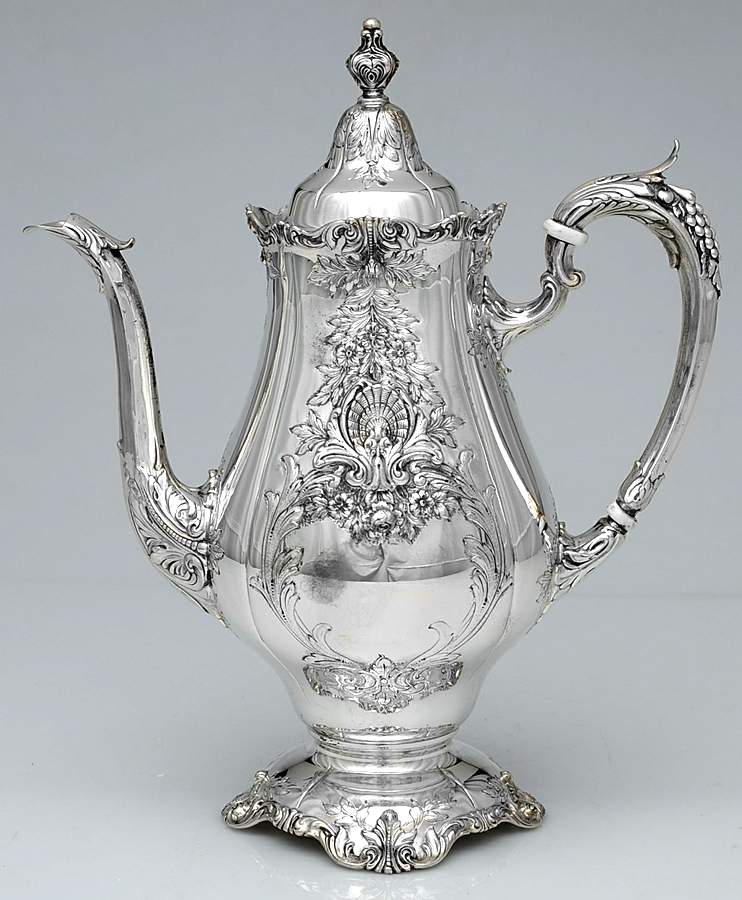 Sir Christopher (Strl, Hlwr, 4800-1, Hand Chased) Coffee Pot by Wallace Silver-1