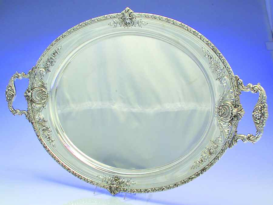Sir Christopher (Strl, Hlwr, 4800-1, Hand Chased) Large Waiter Tray by Wallace Silver-1